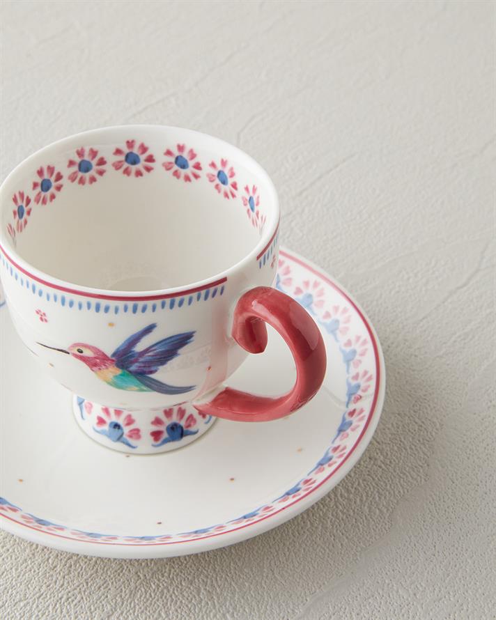Carnival Tulip New Bone China Kahve Fincan Takımı 4 Parça 2 Kişilik Açık Mavi
