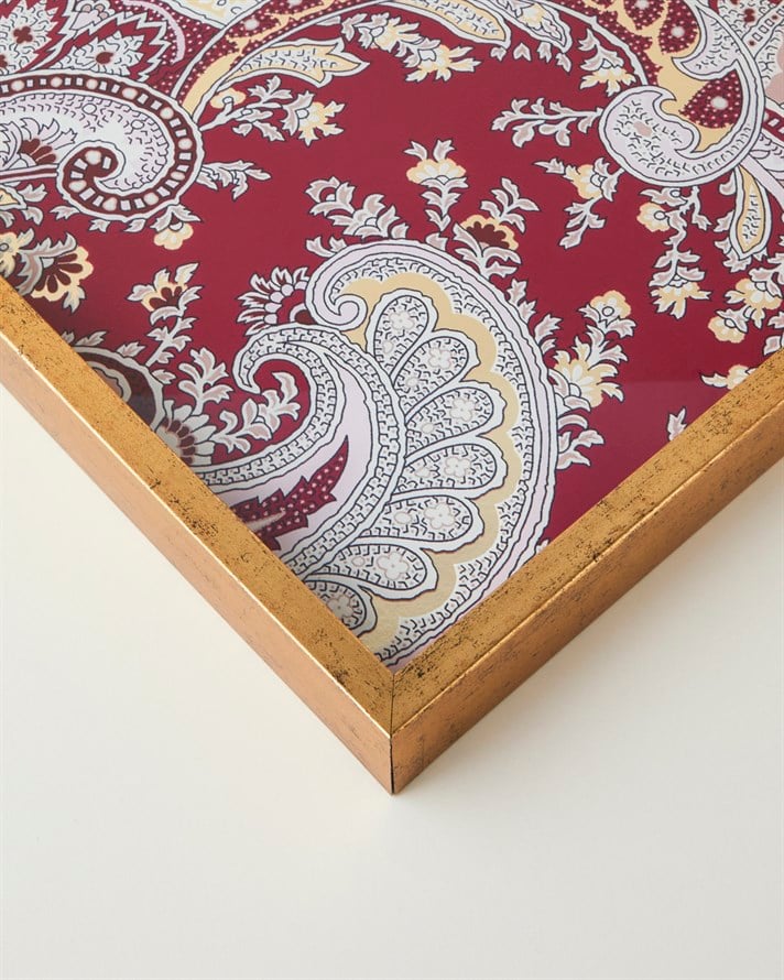 Carolie Cam Dekoratif Tepsi 30x42 cm Bordo