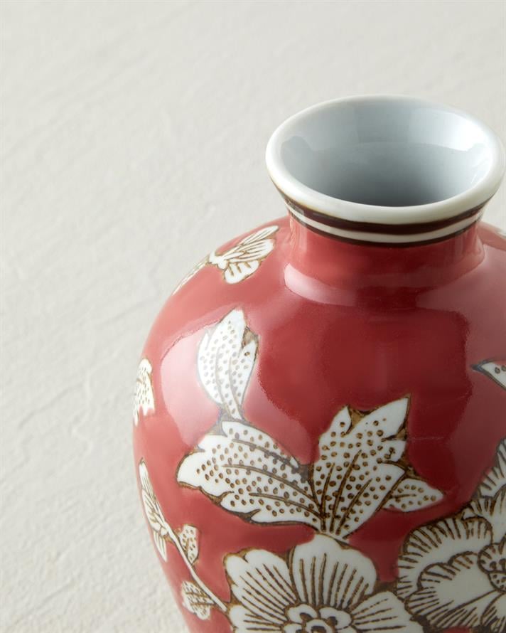 Casey Porselen Vazo 12 cm Kırmızı