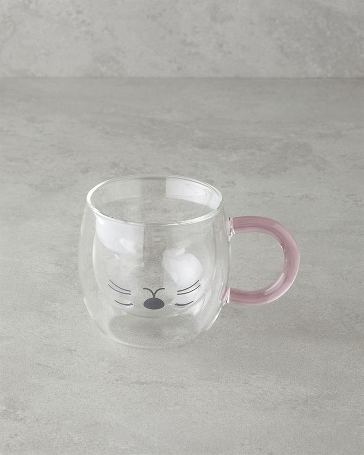Catie Borosilikat Cam Çift Cidarlı Kupa 280 ml Pembe