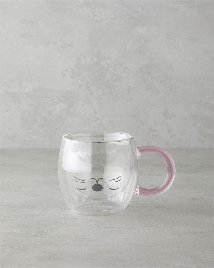 Catie Borosilikat Cam Çift Cidarlı Kupa 280 ml Pembe