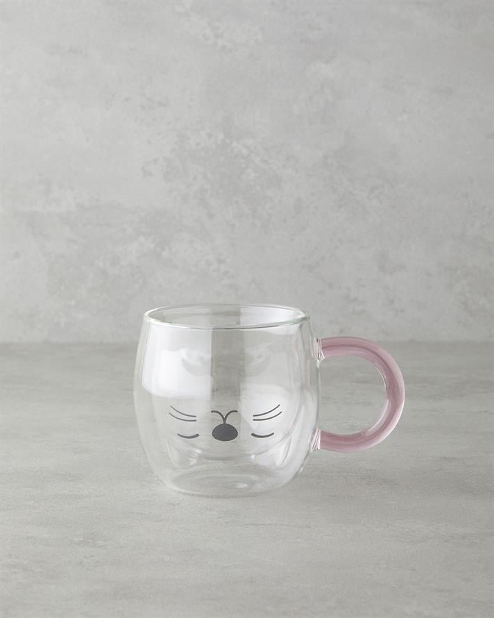 Catie Borosilikat Cam Çift Cidarlı Kupa 280 ml Pembe