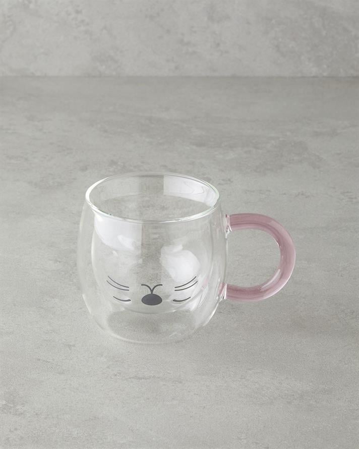 Catie Borosilikat Cam Çift Cidarlı Kupa 280 ml Pembe