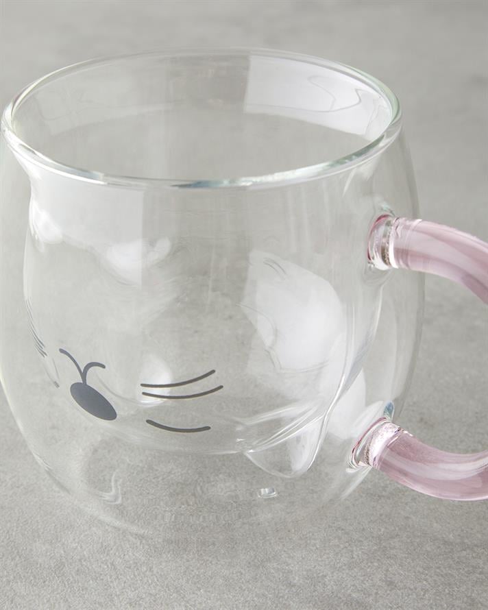 Catie Borosilikat Cam Çift Cidarlı Kupa 280 ml Pembe