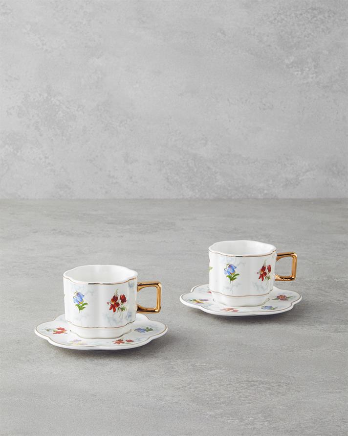 Celestia Porselen 4 Parça 2 Kişilik Kahve Fincan Takımı 90 ml Renkli