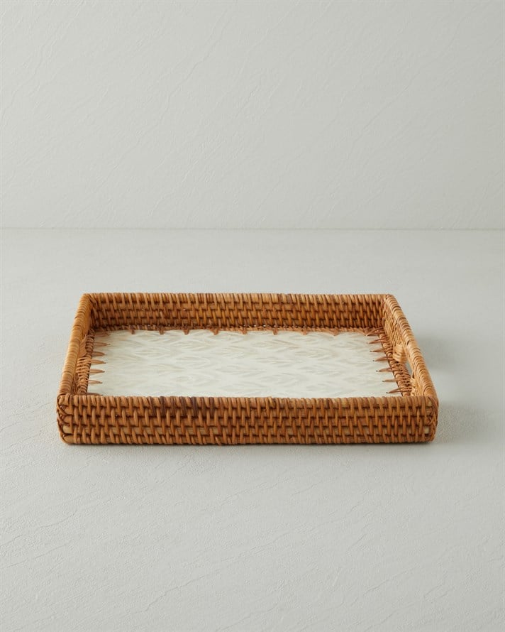 Celestine Rattan Tepsi 30x30 cm Kahverengi