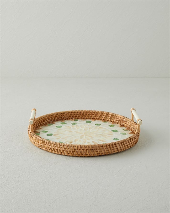 Celina Rattan Tepsi 28 cm Kahverengi