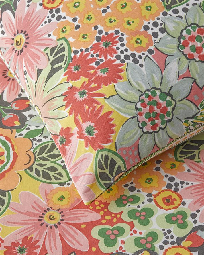 Charming Blossoms Kolay Ütülenir Tek Kişilik Çarşaflı Nevresim Takımı 160x220 cm Pembe - Turuncu