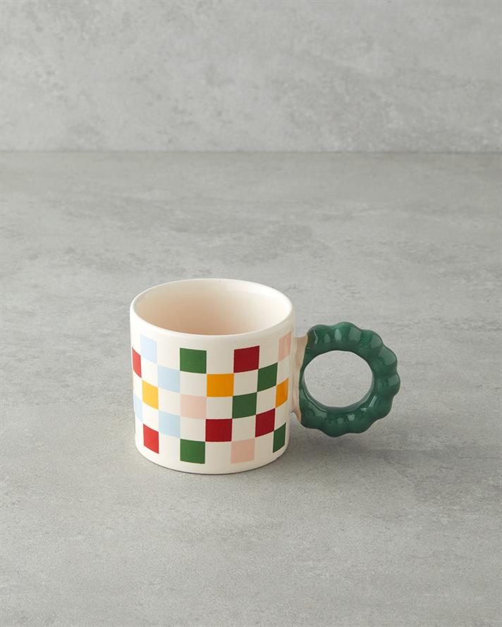 Checkerboard Seramik Kupa 260 ml Renkli