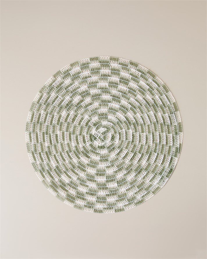 Checkered Elegance PP 2li Amerikan Servis 38 cm Yeşil