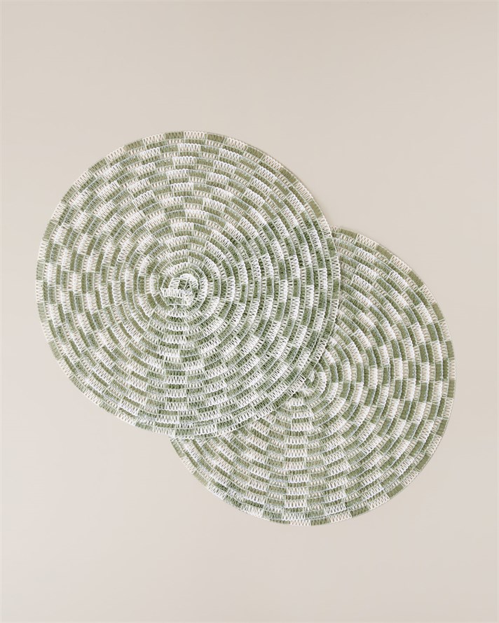 Checkered Elegance PP 2li Amerikan Servis 38 cm Yeşil
