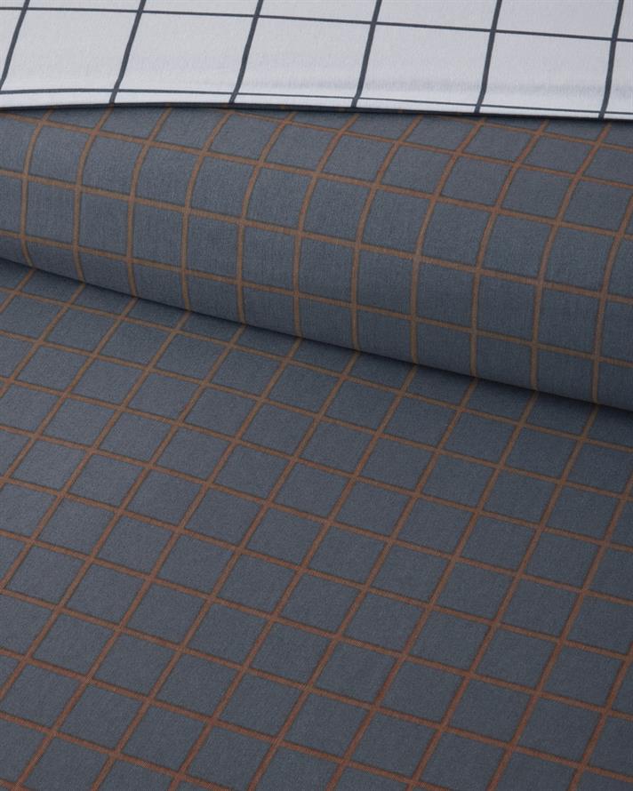 Checkmate Kolay Ütülenir Çift Kişilik Nevresim Seti 200x220 cm Lacivert- Terracotta