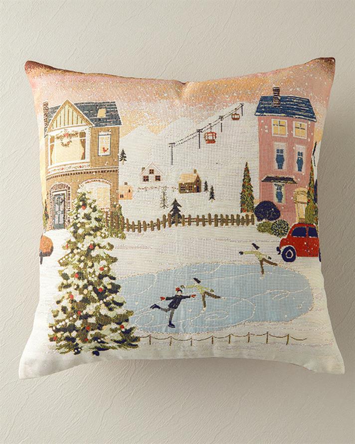 Cheerful Skate Goblen Kırlent Kılıfı Pembe