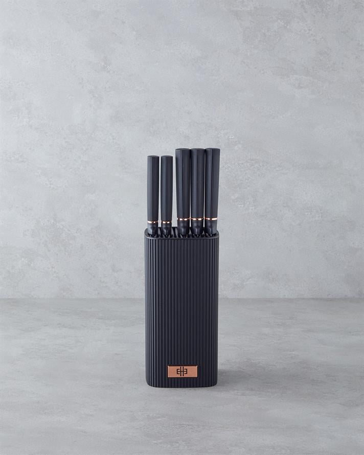 Chef Cut Paslanmaz Çelik 6 Parça Bıçak Seti 11x11x22 cm Siyah