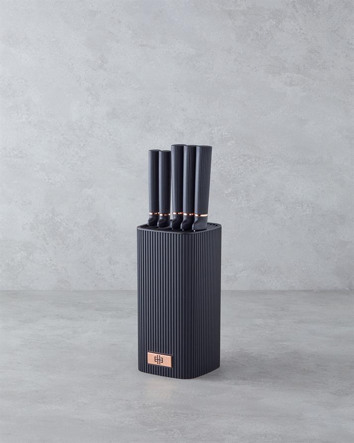 Chef Cut Paslanmaz Çelik 6 Parça Bıçak Seti 11x11x22 cm Siyah