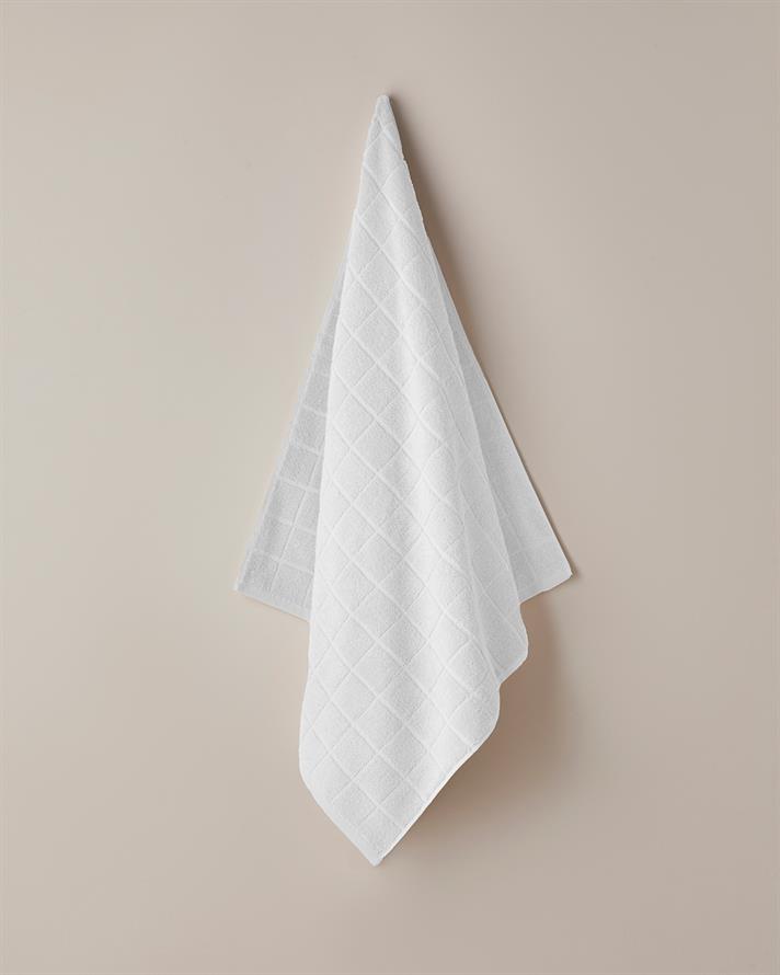 Chequer Pamuk Banyo Havlusu 80x150 cm Beyaz