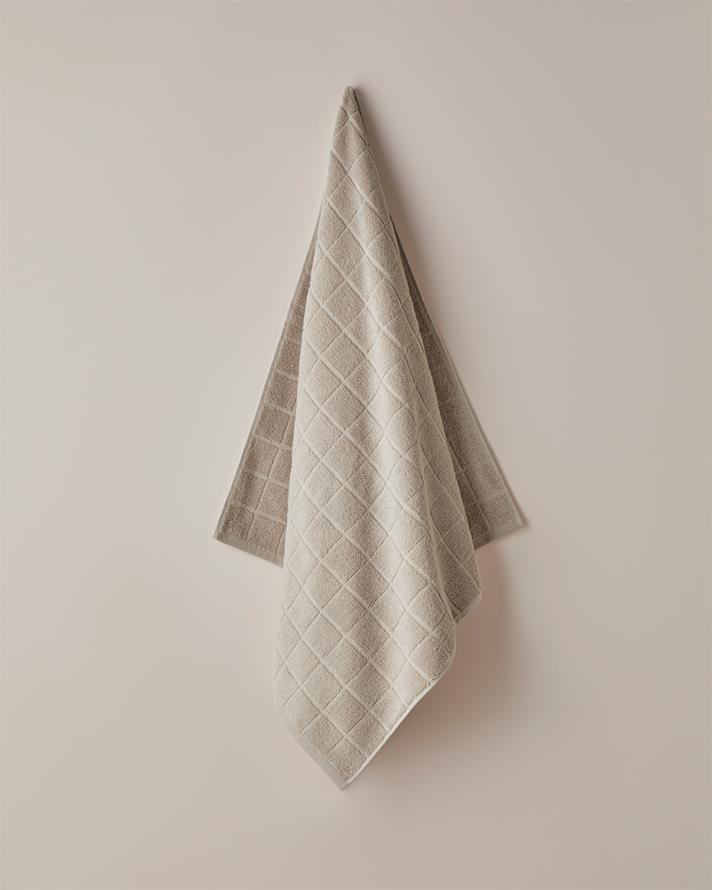Chequer Pamuk Banyo Havlusu 80x150 cm Bej