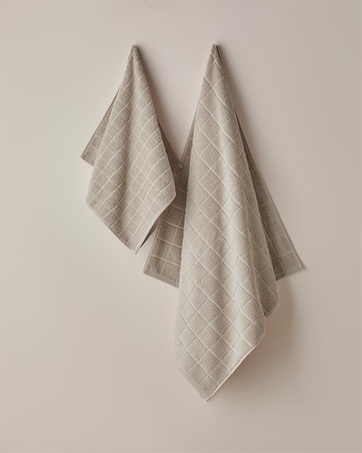 Chequer Pamuk Banyo Havlusu 80x150 cm Bej