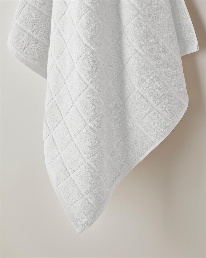 Chequer Pamuk Banyo Havlusu 80x150 cm Beyaz