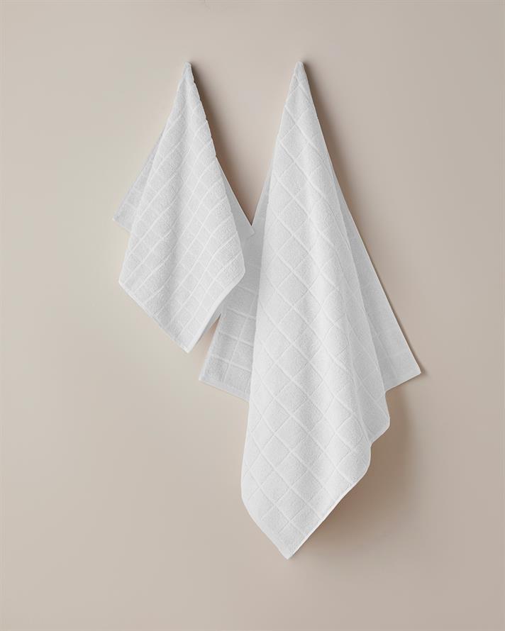 Chequer Pamuk Yüz Havlusu 50x80 cm Beyaz