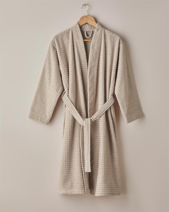 Chequer Pamuk Bornoz Bej