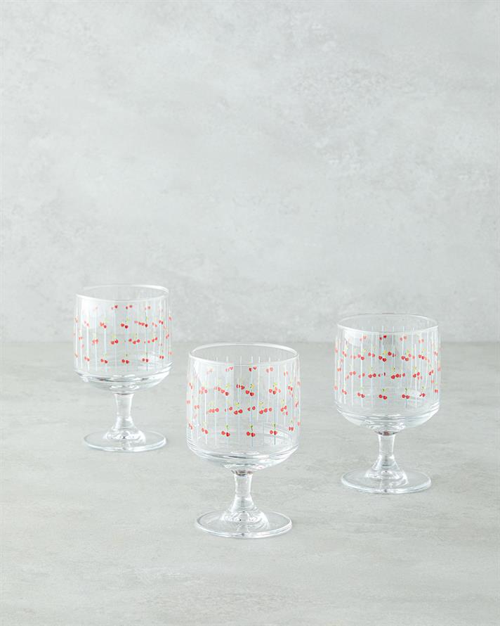 Cherries Cam 3lü Cup - Dondurma Kasesi 300 ml Kırmızı