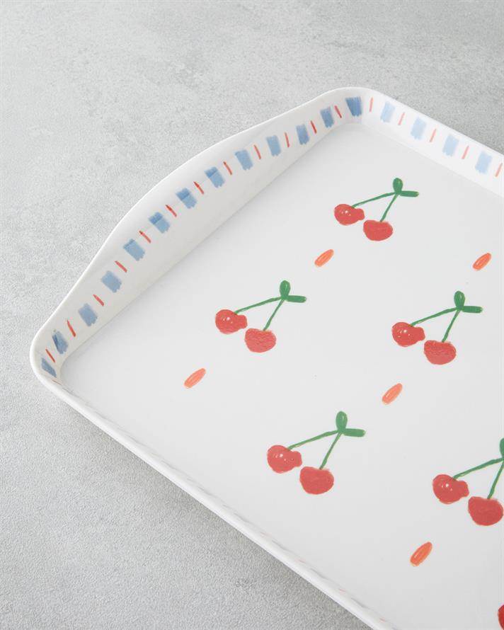 Cherries Melamin Tepsi 24x39 Cm Kırmızı
