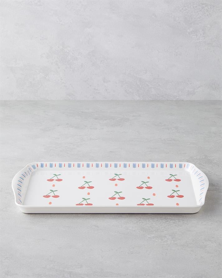 Cherries Melamin Tepsi 24x39 Cm Kırmızı