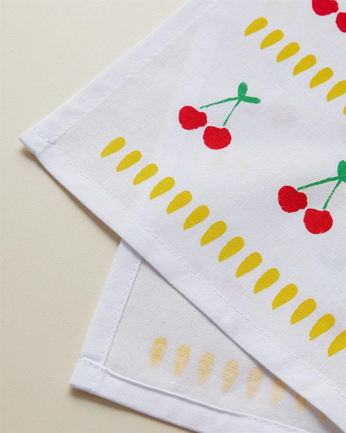 Cherries Pamuk Kurulama Bezi 30x50 cm Sarı-Kırmızı