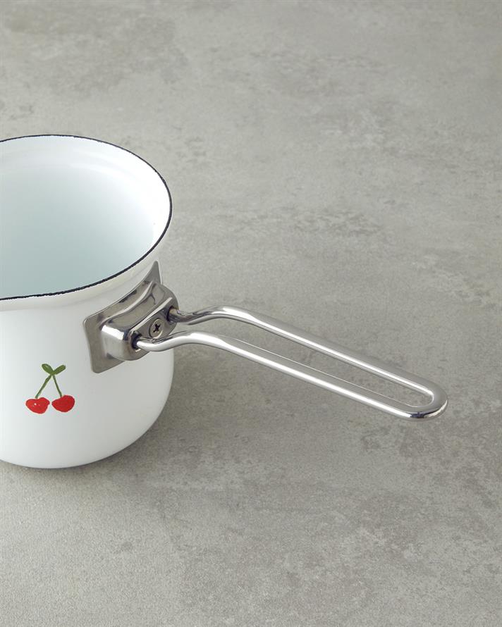 Cherry Dream Emaye Cezve 10 cm Beyaz