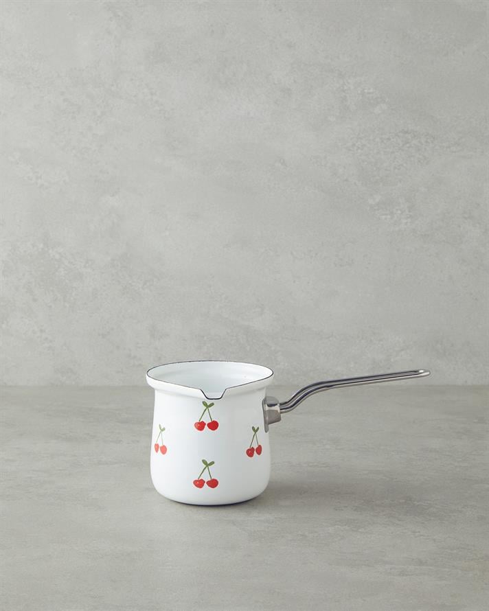 Cherry Dream Emaye Cezve 10 cm Beyaz