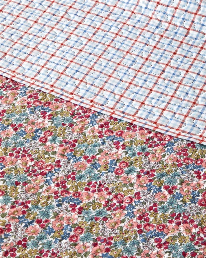 Cherry Plaid Çift Kişilik Yatak Örtüsü Takımı 200x220 cm Fuşya