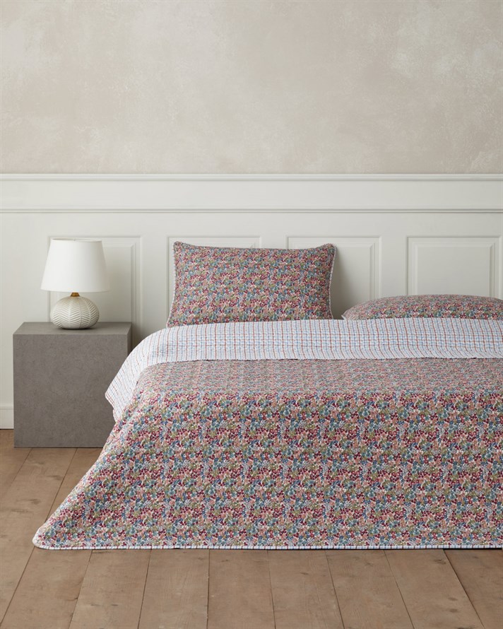 Cherry Plaid Tek Kişilik Yatak Örtüsü Takımı 160x220 cm Fuşya