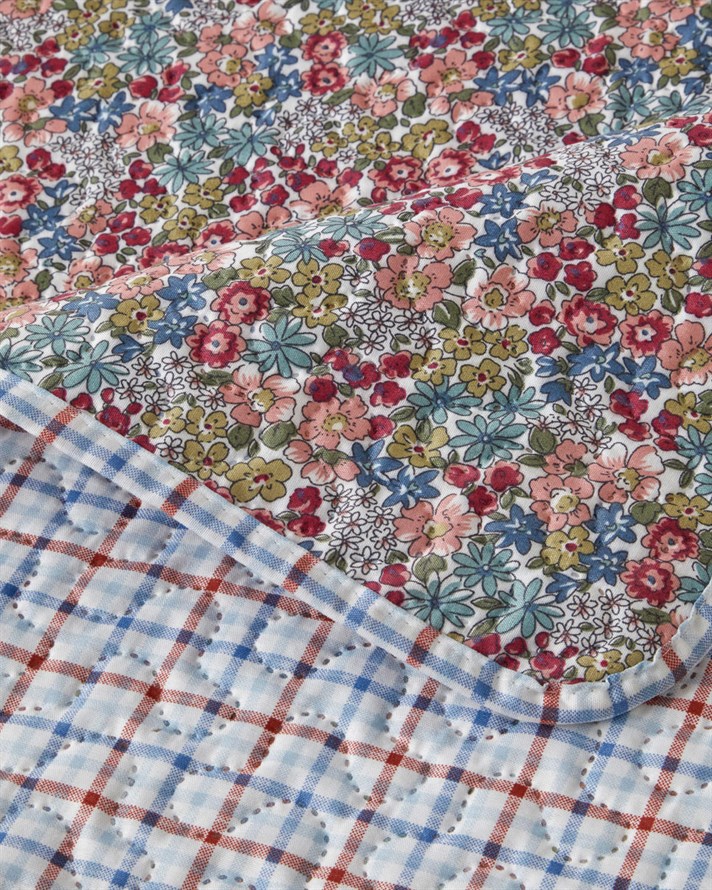 Cherry Plaid Tek Kişilik Yatak Örtüsü Takımı 160x220 cm Fuşya