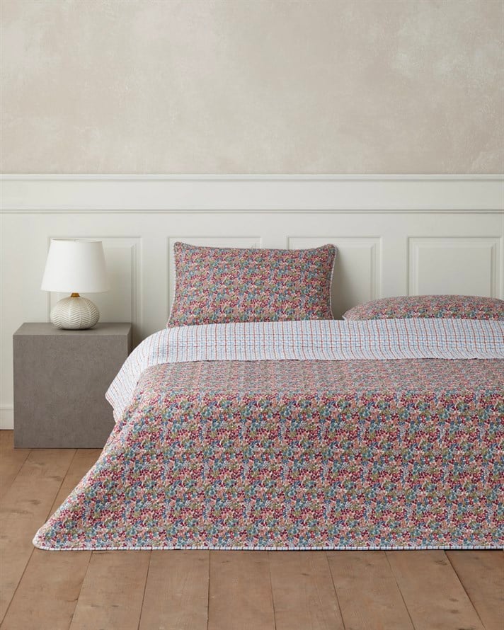 Cherry Plaid Tek Kişilik Yatak Örtüsü Takımı 160x220 cm Fuşya