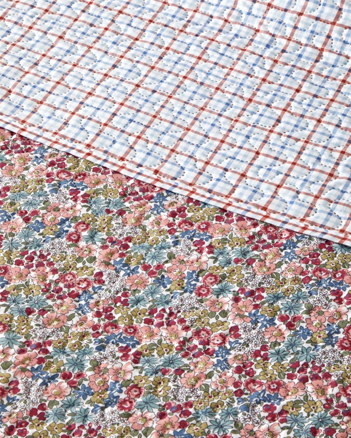 Cherry Plaid Tek Kişilik Yatak Örtüsü Takımı 160x220 cm Fuşya