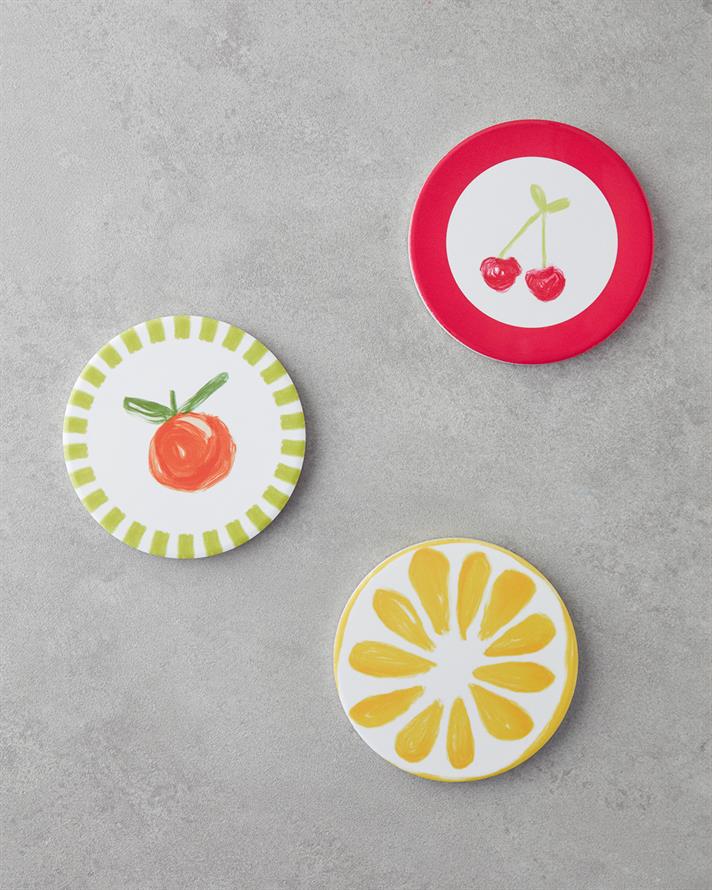 Cherry Seramik Bardak Altlığı 11 cm Pembe