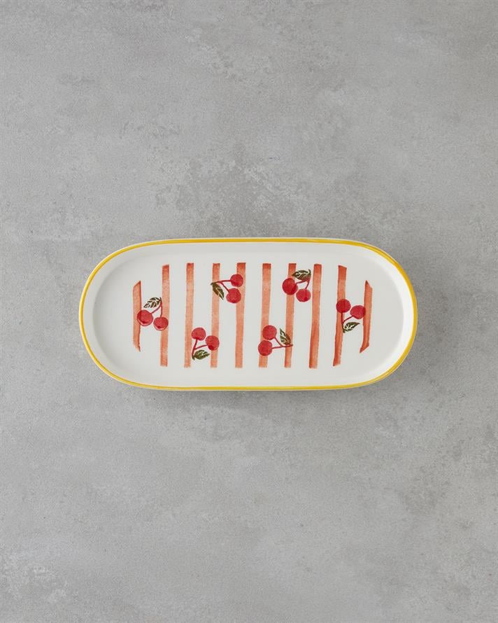 Cherry Seramik Kahvaltı Takımı 14 parça 6 kişilik Kırmızı-Sarı