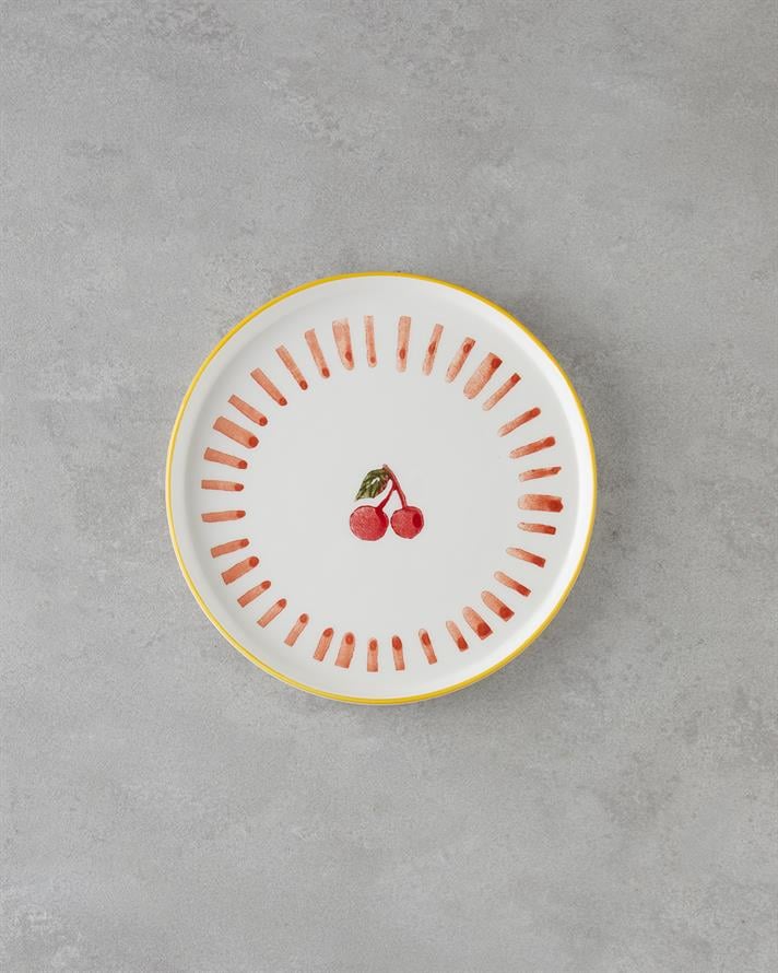 Cherry Seramik Kahvaltı Takımı 14 parça 6 kişilik Kırmızı-Sarı