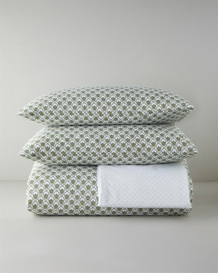 Chic Bloom Kolay Ütülenir Çarşaflı Çift Kişilik Nevresim Takımı 200x220 cm Yeşil