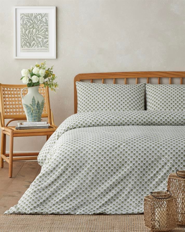 Chic Bloom Kolay Ütülenir Çarşaflı Tek Kişilik Nevresim Takımı 160x220 cm Yeşil