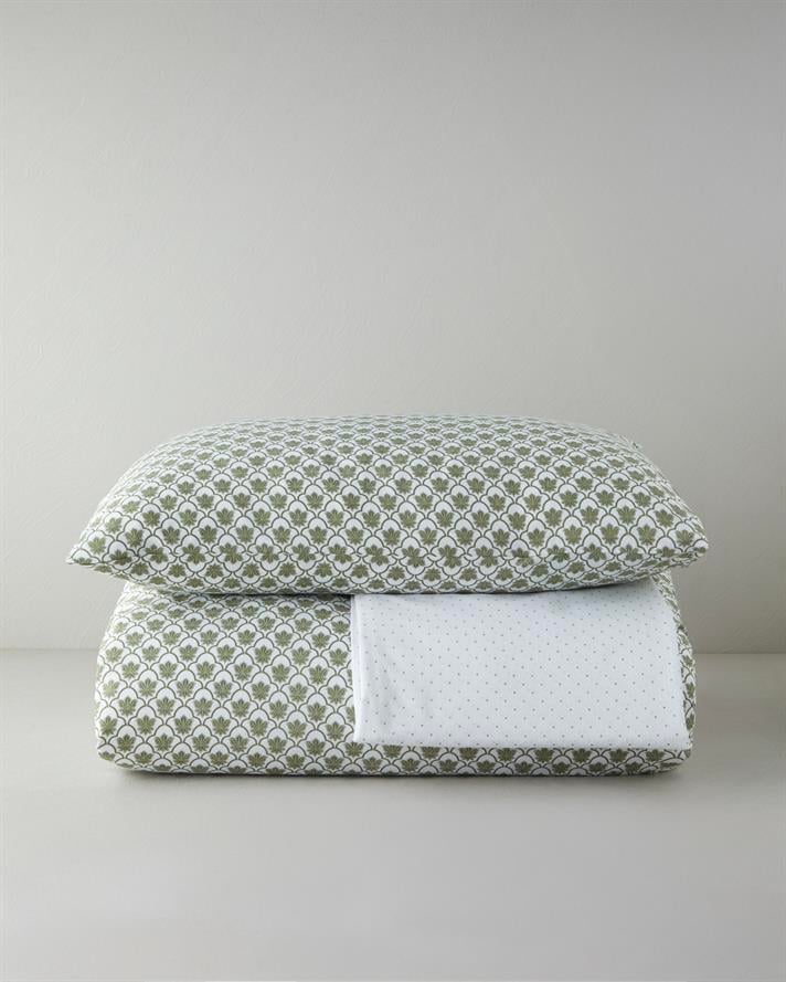 Chic Bloom Kolay Ütülenir Çarşaflı Tek Kişilik Nevresim Takımı 160x220 cm Yeşil