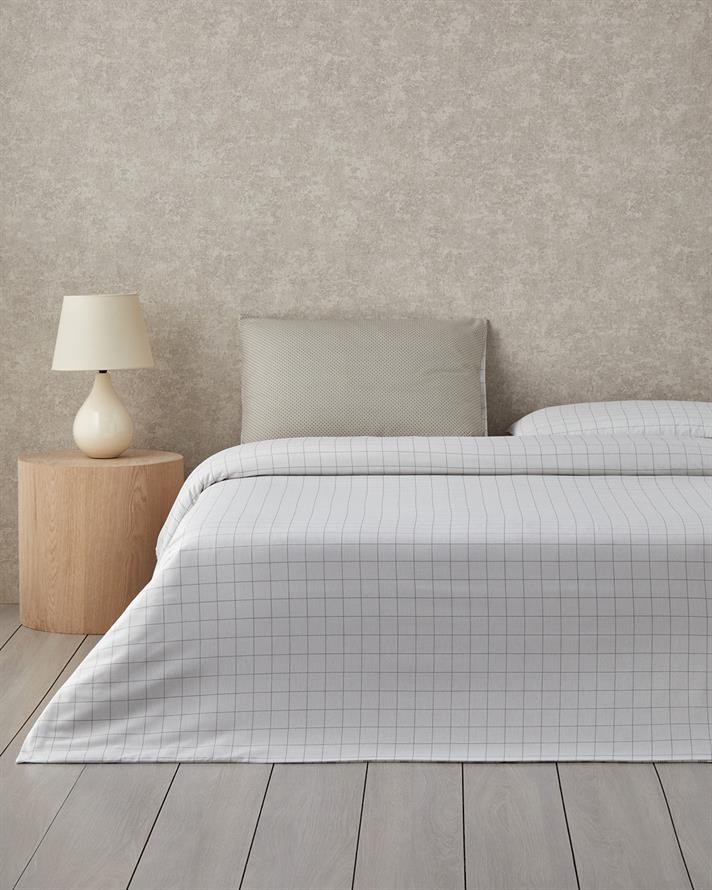Chic Check Kolay Ütülenir Çift Kişilik Nevresim Takımı 200x220 cm Bej