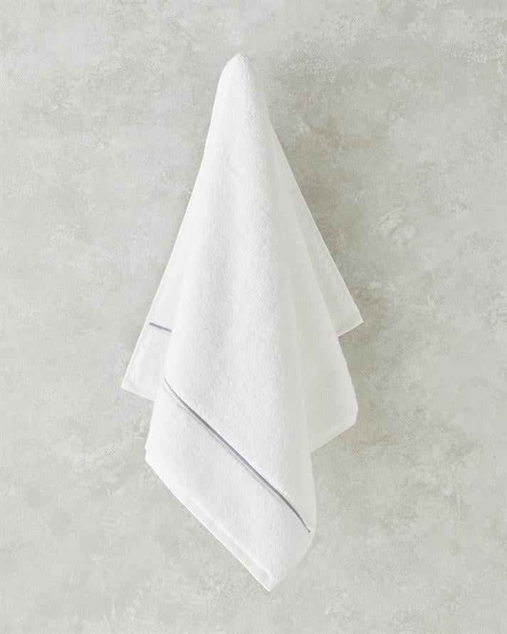 Chic Stripe Pamuklu Nakışlı Yüz Havlusu 50x90 cm Beyaz