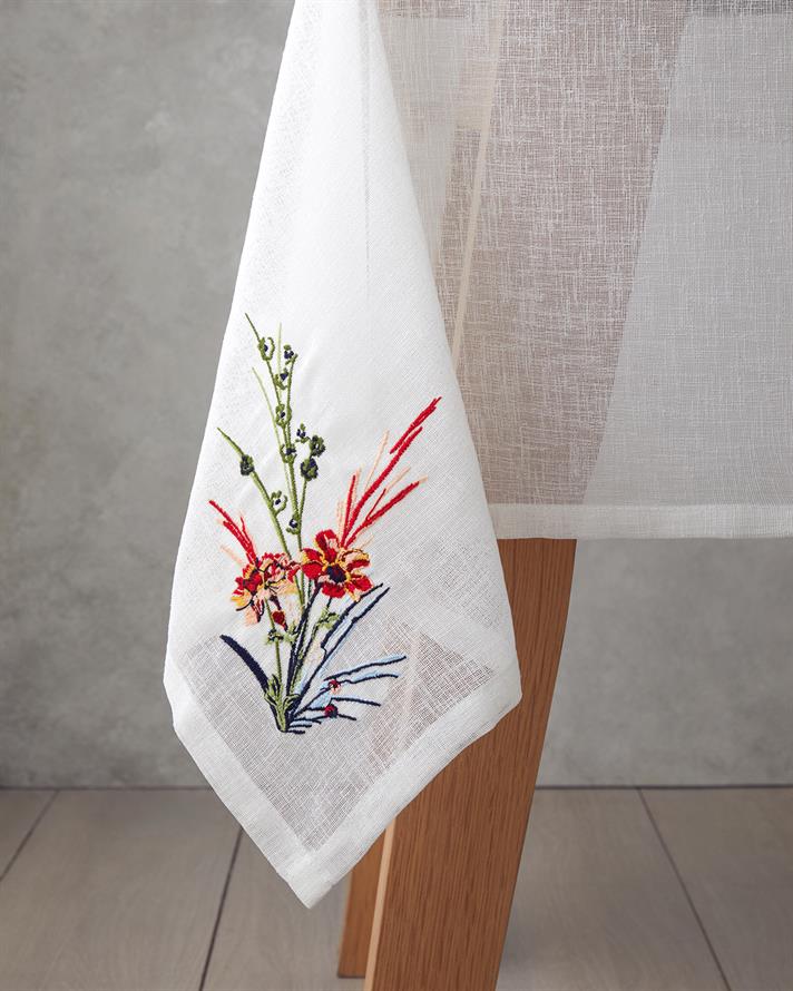 Chimera Polyester Masa Örtüsü 150x200 cm Beyaz - Kırmızı