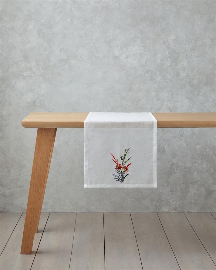 Chimera Polyester Runner 40x140 cm Beyaz - Kırmızı