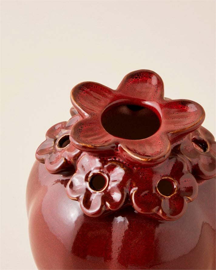 Chloe Seramik Vazo 14,5 cm Bordo