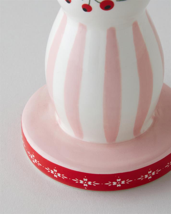 Christmas Şamdan 16 cm Kırmızı - Beyaz