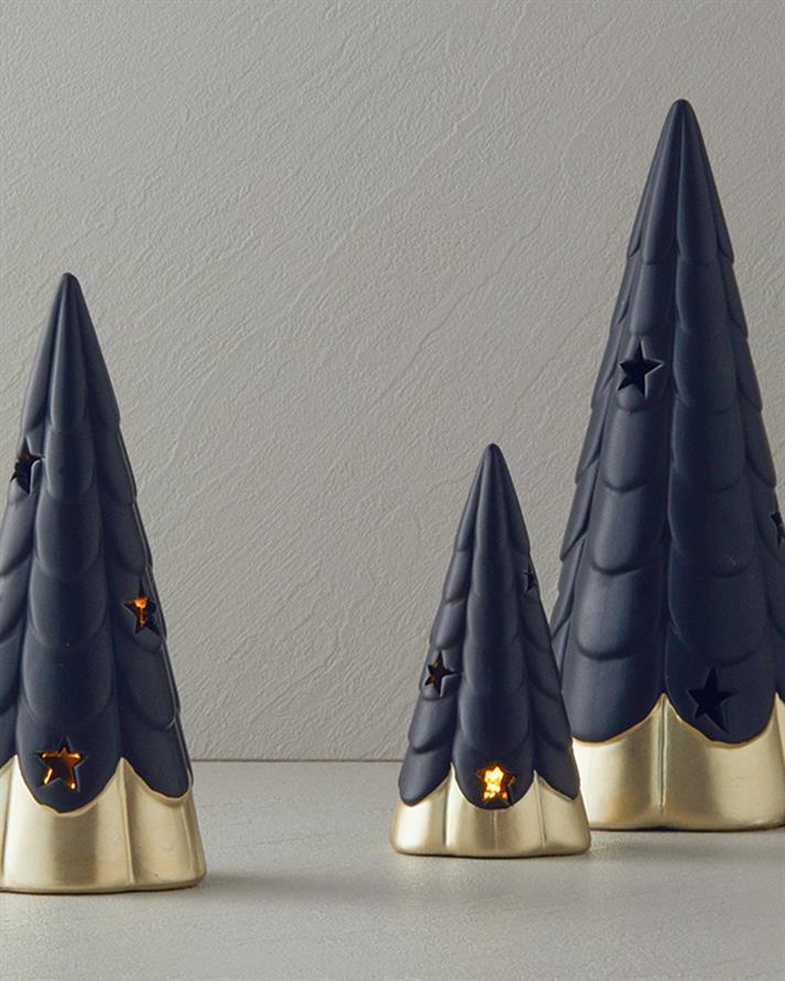 Christmas Tree Stoneware Ledli Biblo Siyah