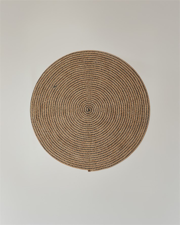 Circle Art Dekoratif Jüt Kilim 90 cm Natural-Siyah
